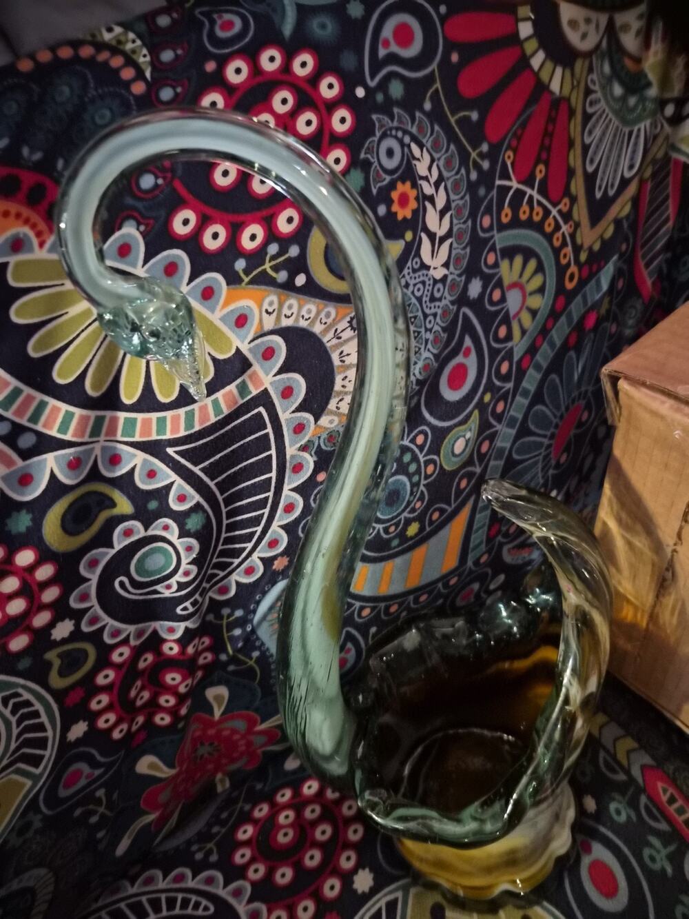 Vintage Murano Hand Blowen Glass Swan Sculpture Long Curved Neck Body With...
